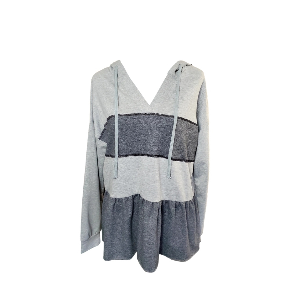 NWOT Luukse Gray Hoodie w/ Ruffled Bottom